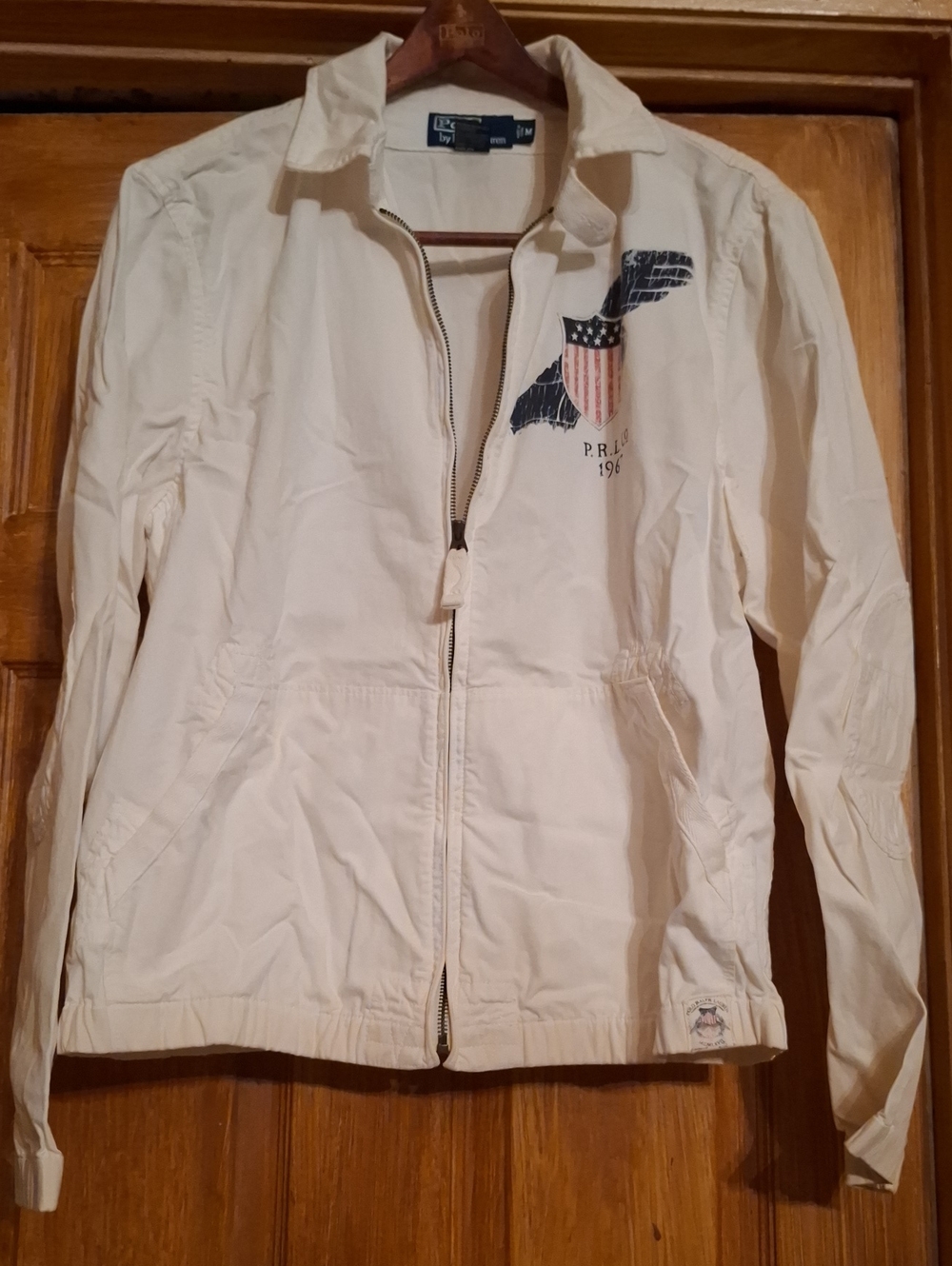 Polo by Ralph Lauren Vintage 1992 Harrington White  Zip-Front with Crest Etc..